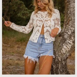 Elegant Cream Lace Cardigan